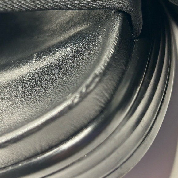 Donald Pliner Black Leather Twisted Knot Fabric Platform Sandal Heel Size 8M - Picture 6 of 8